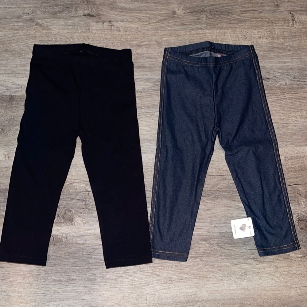 Children’s Place 2 pairs of capri leggings, jean material 5T NWT - black NWOT